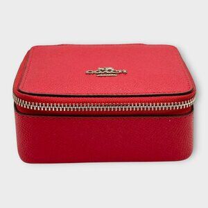 Small Coach Leather Travel Jewellery Box Red